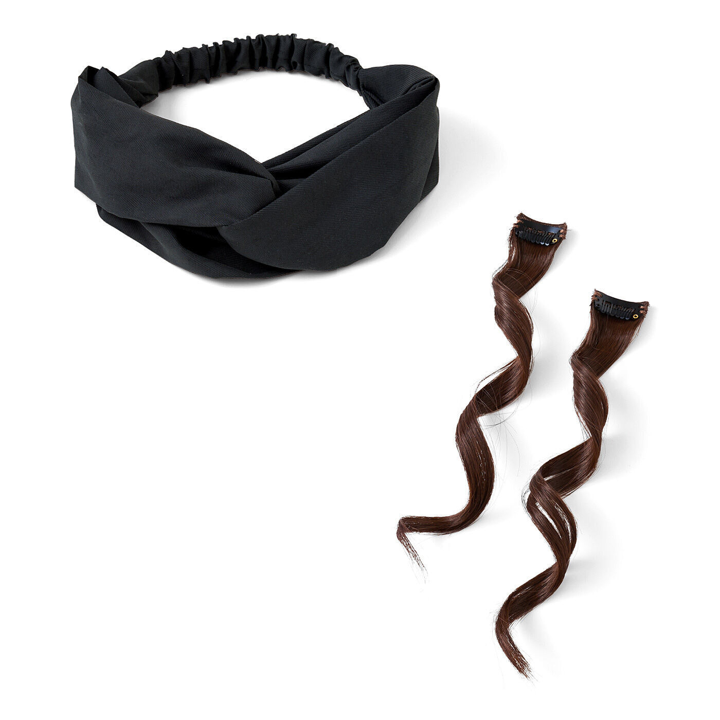 WEB限定お買い得商品|おくれ毛でこなれ感のあるヘアスタイルに変身！　ウィッグ付き白髪隠しヘアターバン|〈ブラック〉