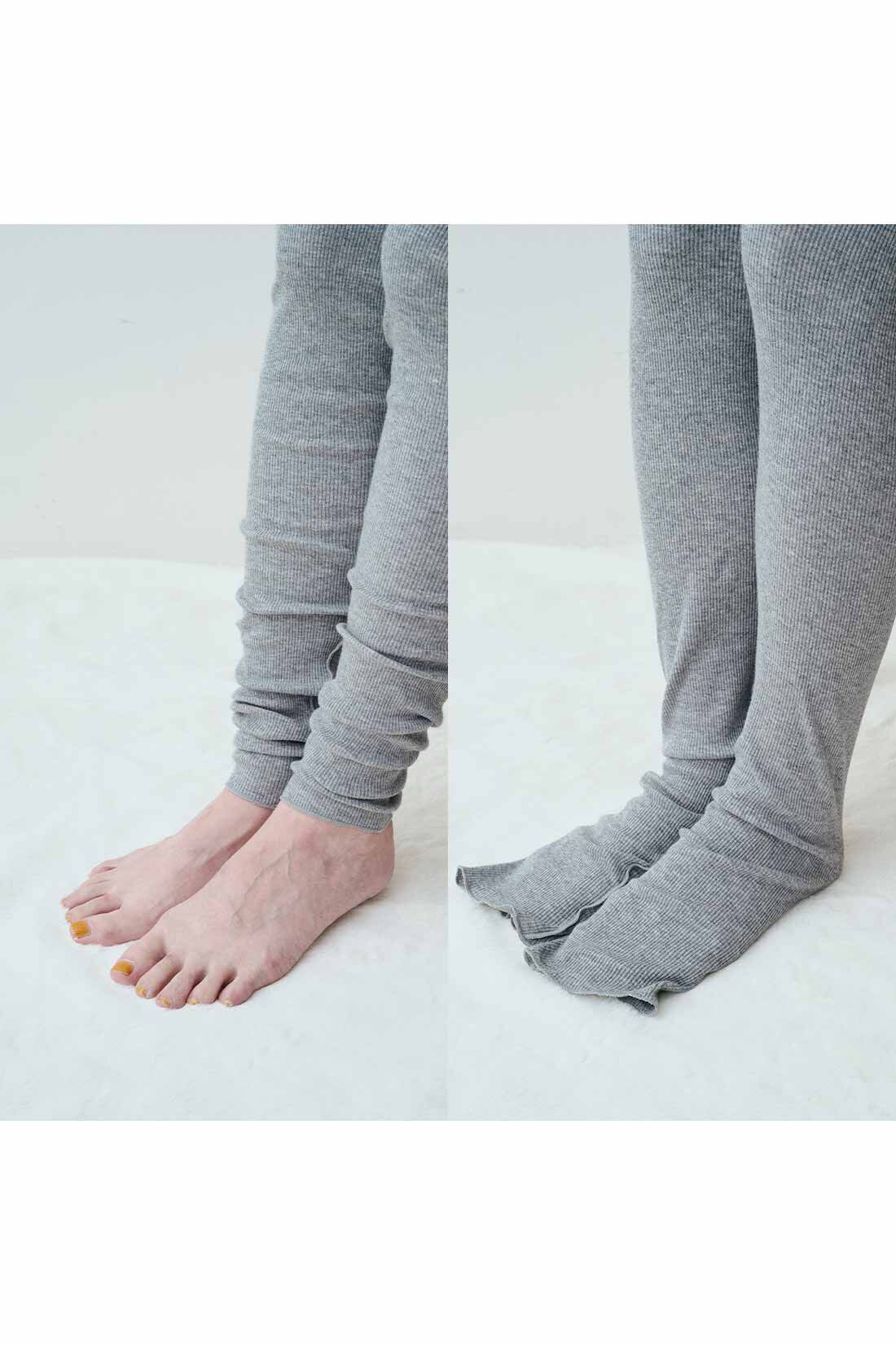 Real Stock|IEDIT[イディット]　綿100％エニワイズ加工の肌心地がやさしい インナーセット【パジャマインナー】〈杢アイボリー〉|ふだんはくしゅくしゅ、寝る時はかかともすっぽり。　※お届けするカラーとは異なります。