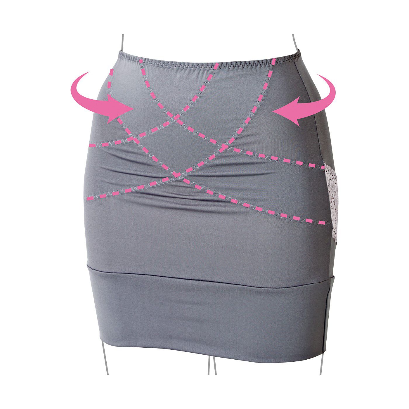 Real Stock|いつものショーツにはくだけ　下腹すっきり　お尻流れガード（R）ペチシェイパー〈グレー〉|下腹ぽっこりをなだらかガード！クロス仕様で無理なくすっきり。