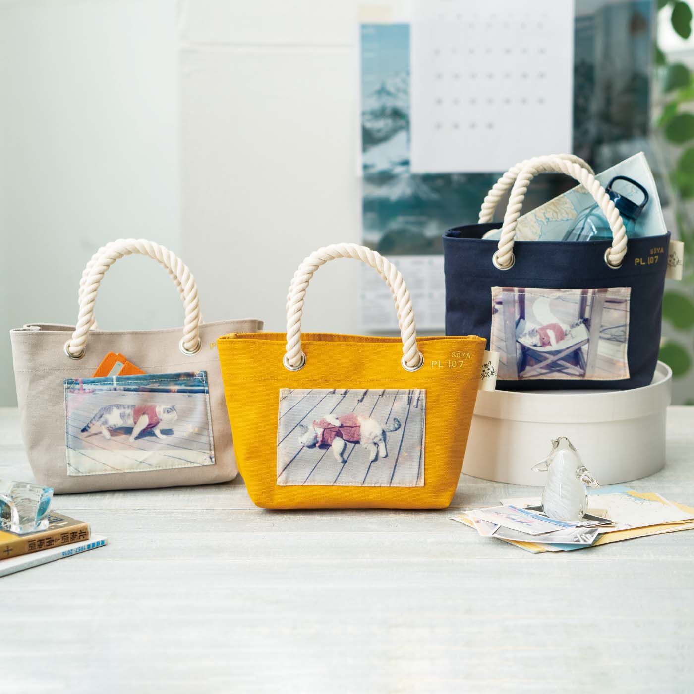Real Stock|国立極地研究所×猫部　南極へ行った猫たけしの舟形ミニトートバッグ