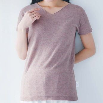 Real Stock | Ｐ半袖ＶネックニットＰＵリブイン