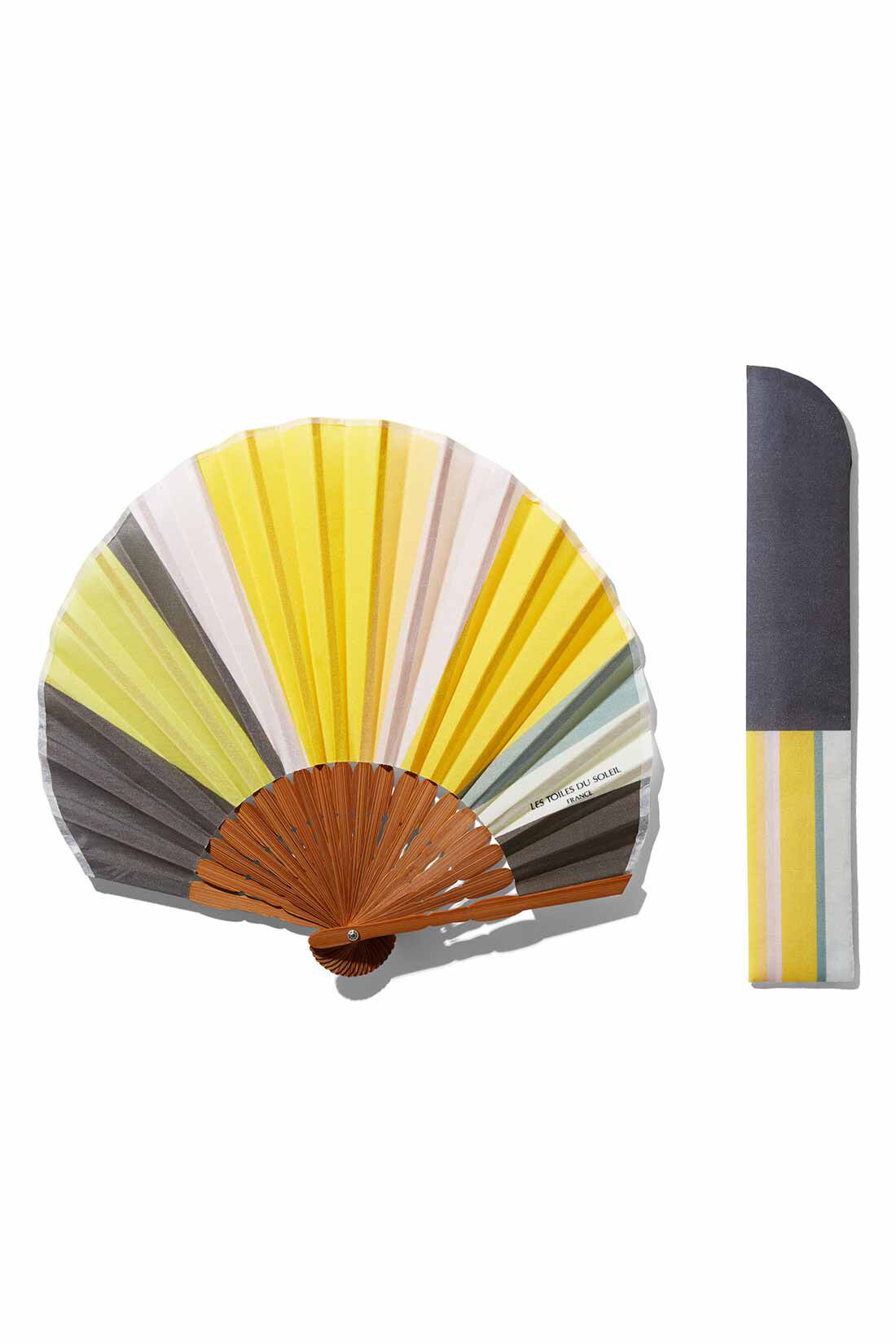 Real Stock|LES TOILES DU SOLEIL×IEDIT[イディット]　暑い日でも気分があがるマルチカラー扇子〈イエロー〉|イエロー