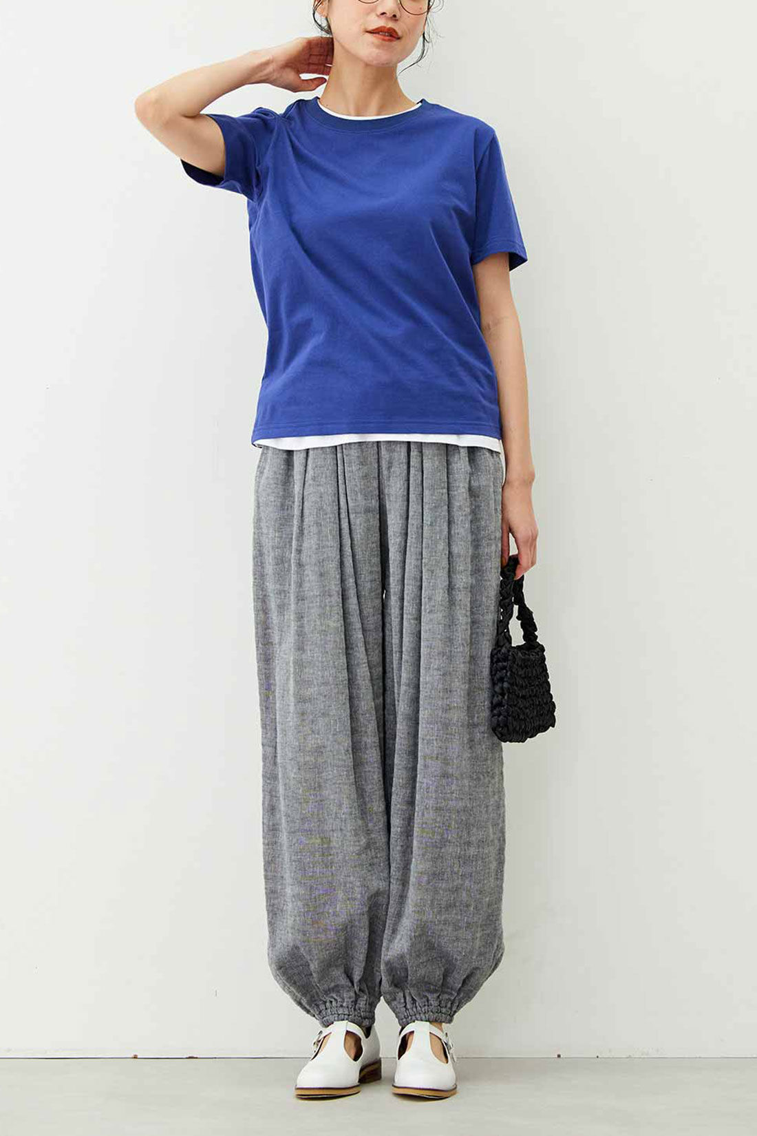 Real Stock|Live love cotton（R）プロジェクト リブ イン コンフォート きれいシルエットのパックTシャツ＆タンクトップセット〈パープル＆ブラック〉|これは参考画像です。お届けするカラーとは異なります。