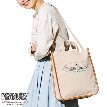 Real Stock | ＰＥＡＮＵＴＳ１コマ漫画の綿麻バッグ