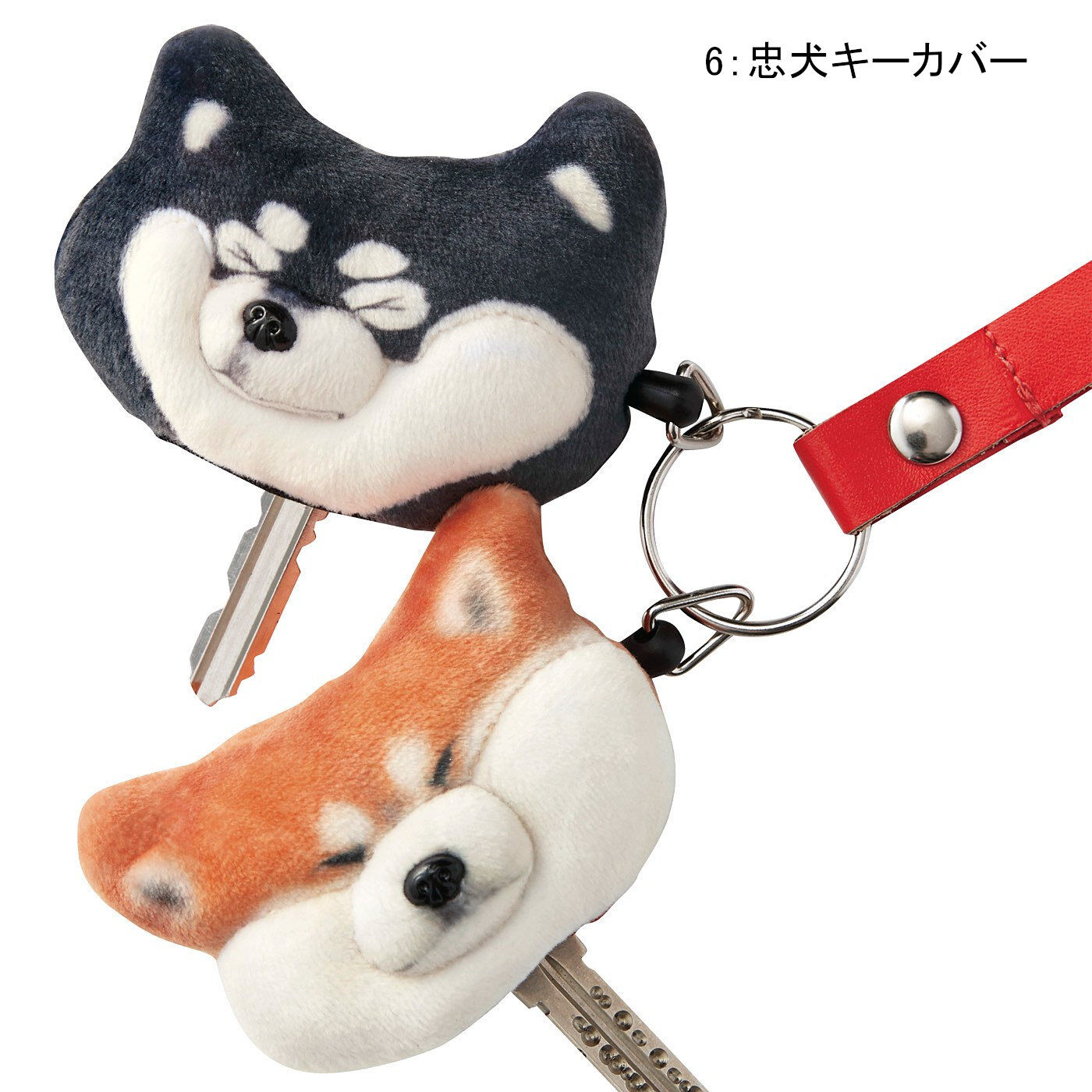 realstock [リアルストック]（Express BOX）|黒いの出ました！ 忠犬 SHIBA BLACK|イヤイヤしながら守ります〈忠犬キーカバー〉■素材/ポリエステル　■サイズ/1匹あたり：縦約5cm、横約6.5〜7cm　※耳の長さ含まず　リール約57cm（最長時）