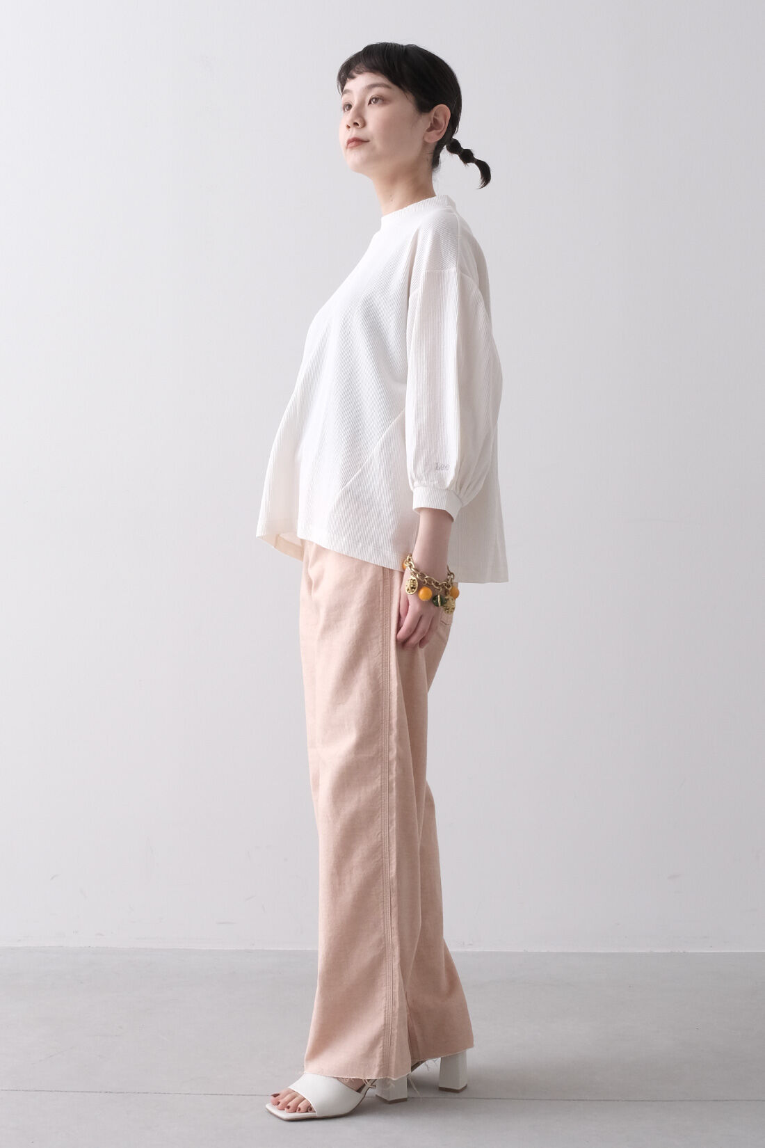 Real Stock|MEDE19F 〈SELECT〉 Lee カラーブラウス|2：ホワイト　モデル身長：157cm