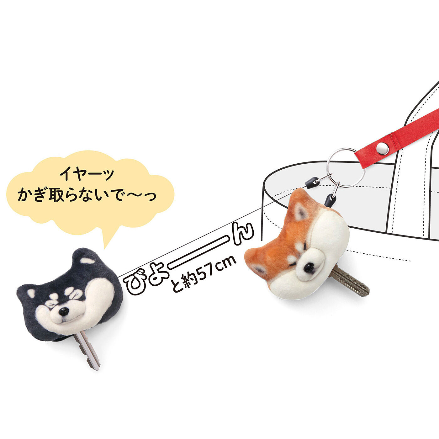 realstock [リアルストック]（Express BOX）|黒いの出ました！ 忠犬 SHIBA BLACK|柴犬の伝統芸「イヤイヤポーズ」でかぎを守る、リール式のキーカバー。しかも今回は黒柴と茶柴の2頭で、夢の多頭飼い気分。怪しい人がかぎを持っていこうとしたら、イヤイヤ！ご主人さまがかぎを取り出そうとしたら、あれっ、やっぱりイヤイヤ！？ でもまぁ「かぎどこ？」ってルーティンも解消されるし、柴犬と一緒にいられるしで万事OK。ムニムニすべすべのさわり心地だってグー！