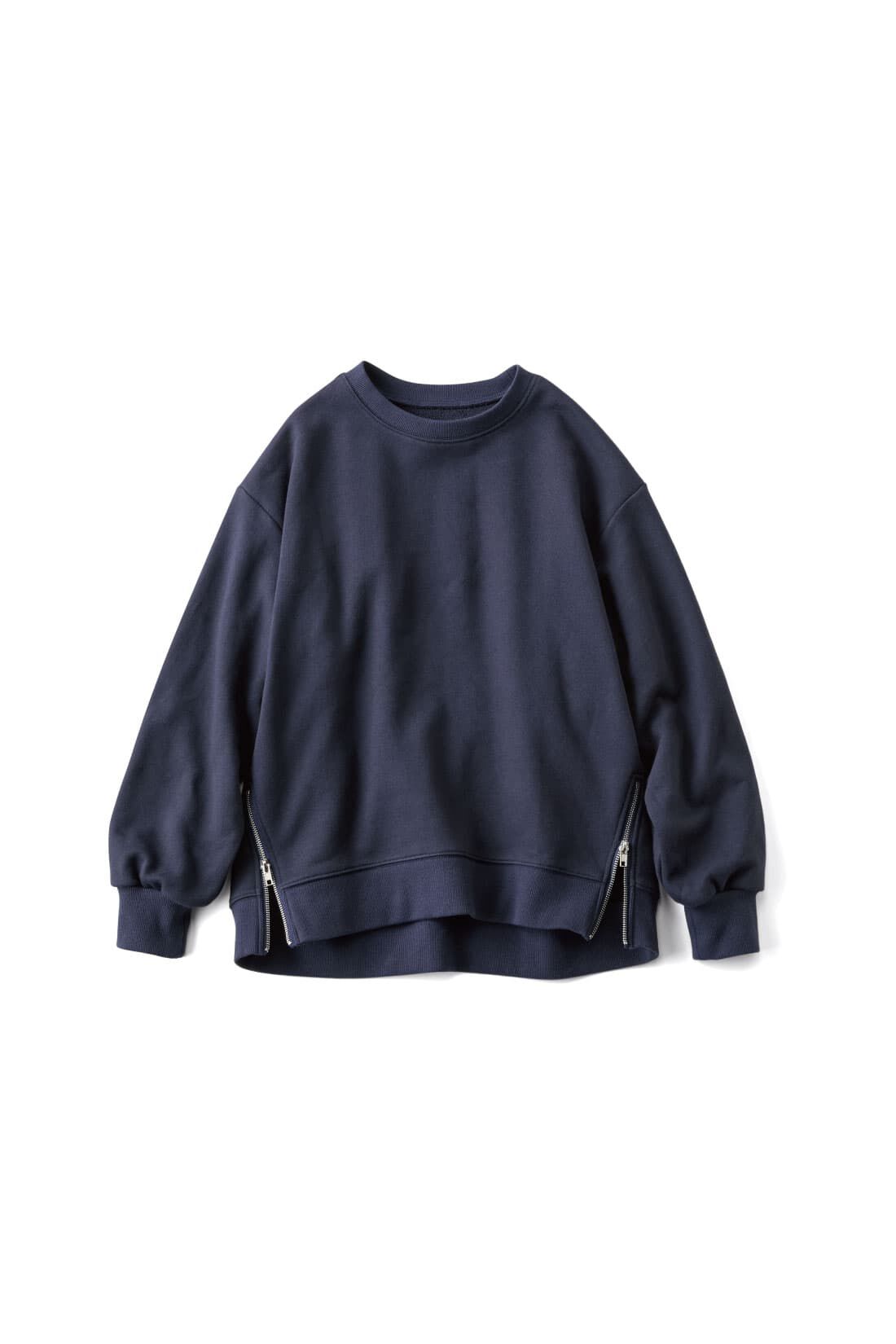 Real Stock|リブ イン コンフォート　Ｌｉｖｅ　Ｌｏｖｅ　ＣｏｔｔｏｎⓇプロジェクト　大人っぽく着られる　すそファスナースウェットトップス 〈ネイビー〉|ネイビー
