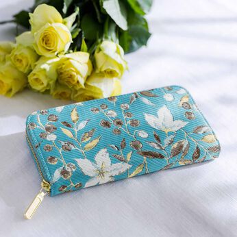 Real Stock | Ｌ＋麗しい草花ジャカード長財布