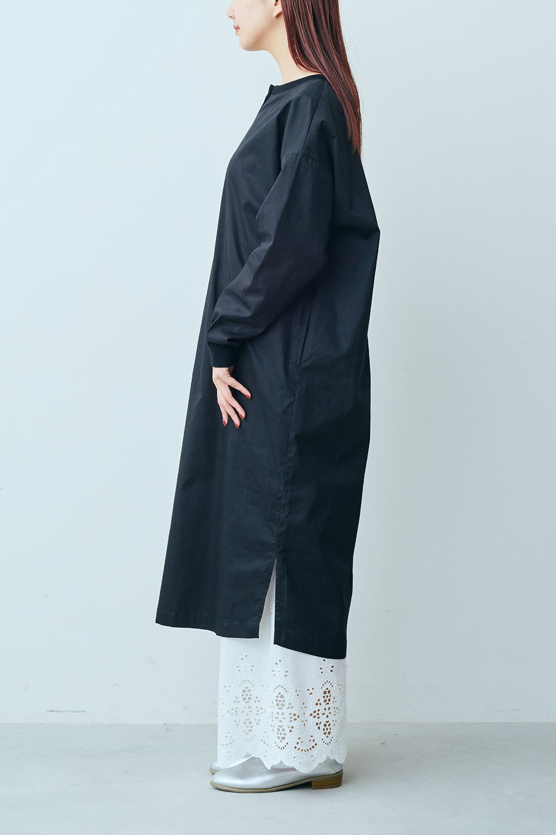Real Stock|リブ イン コンフォート　Ｌｉｖｅ　Ｌｏｖｅ　Ｃｏｔｔｏｎ？プロジェクト　かぶるだけ！簡単スッキリカジュアルワンピース〈ブラック〉