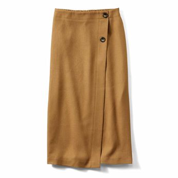 Real Stock | ラップ風Ｉラインスカート〈ベージュ〉ＩＥ