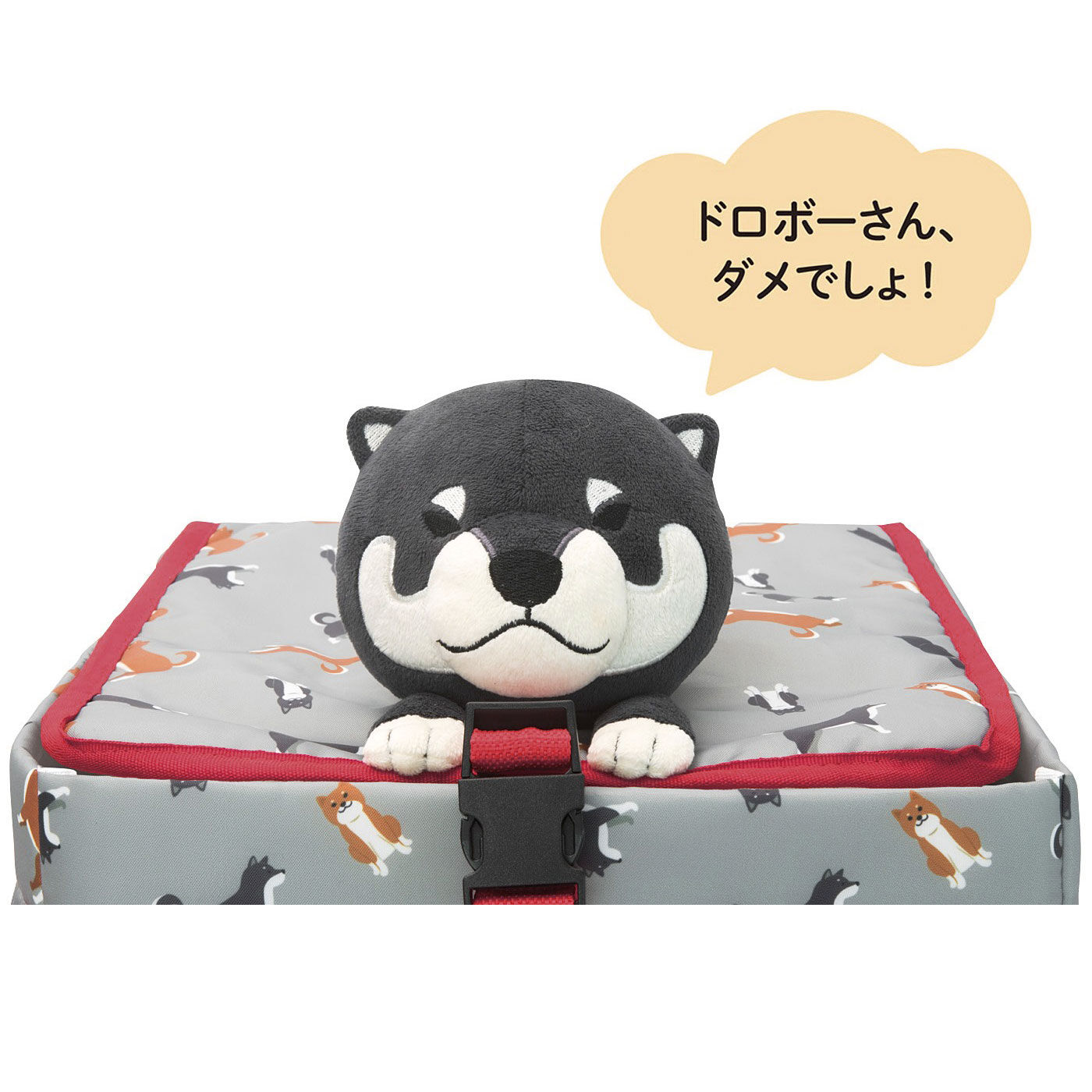 realstock [リアルストック]（Express BOX）|黒いの出ました！ 忠犬 SHIBA BLACK|柴犬があごのせ。しかもイン・ザ・自転車カゴときたら、もう降参！　まだ丸っこい幼顔の黒柴が、荷物をいっちょまえにガード。「番犬がんばるぞー」ってわっくわく。たとえよからぬ輩がひったくりを企てても、このけなげさを見たらとても悪事は働けまい。もちろん肩に掛けてお買い物バッグとしても使えるから、自転車に乗らない人や乗れない人もど〜ぞ。