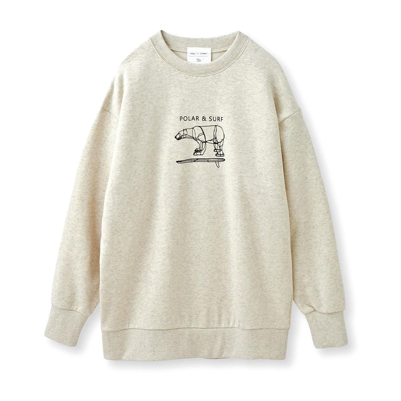 Real Stock|Live love cottonプロジェクト　el:ment×HAyU　白くまのワイヤーアートを愉しむ　オーガニックコットンの裏起毛トレーナー〈白くまの波乗り〉|〈白くまの波乗り〉