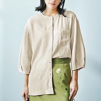 ｅｌ染色してない生成りレーヨン麻の羽織シャツ