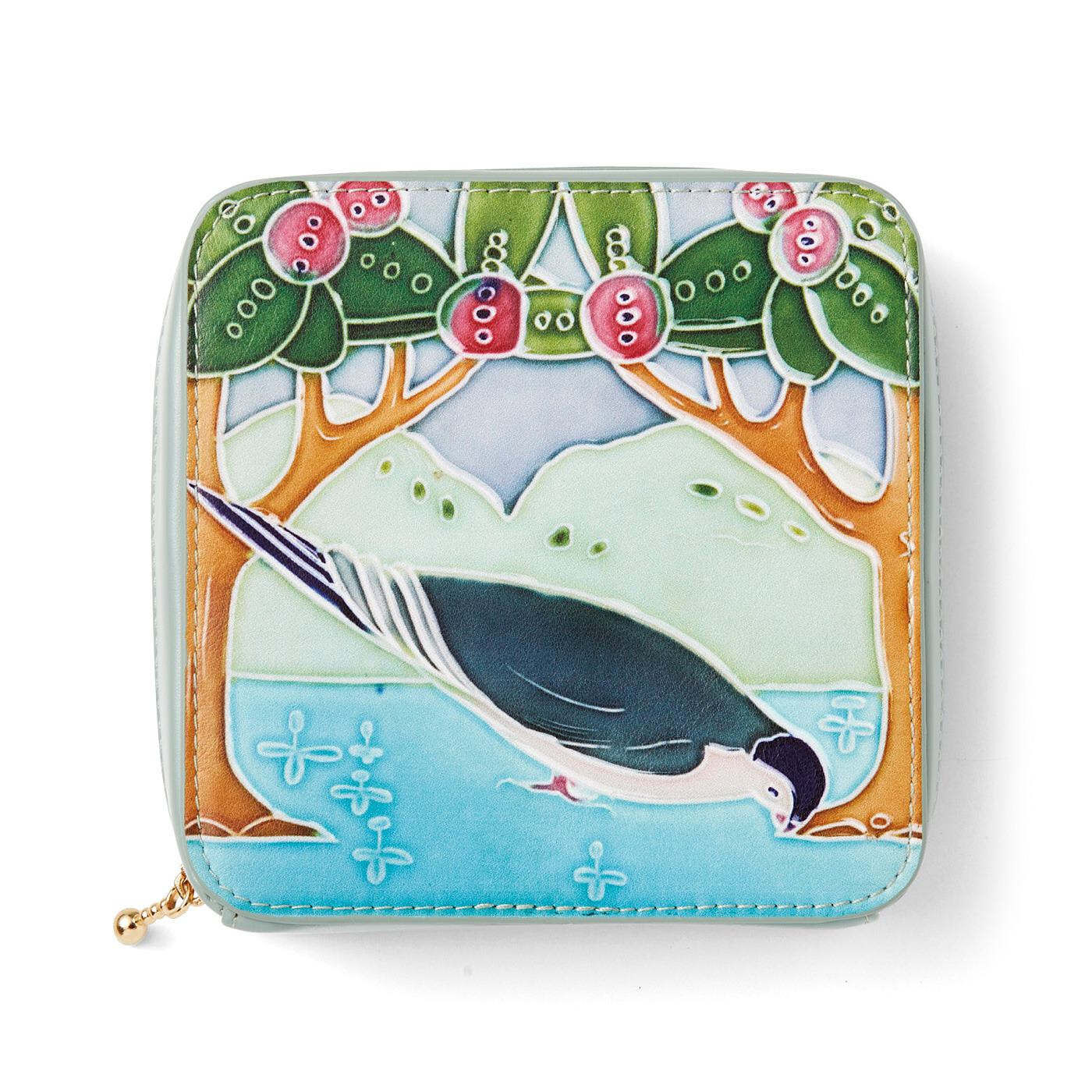 Real Stock|『世界のタイル博物館』和製マジョリカタイル模様のスクエアポーチ|4：豊かな森