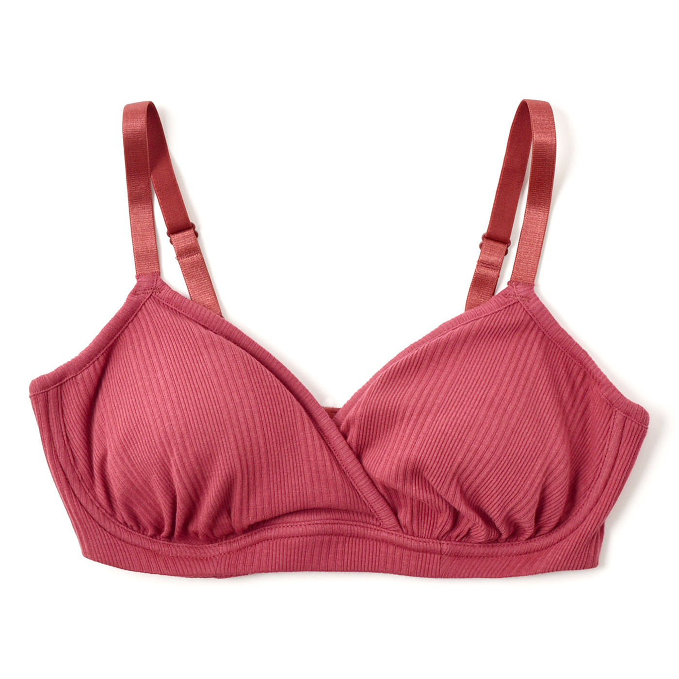Real Stock|【3〜10日でお届け】［Mama select］産前・産後使える　ランダムリブ即授乳ブラジャー〈ピンク〉