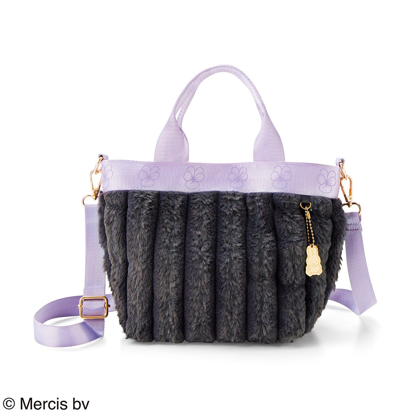 Real Stock|ミッフィーサークル　ふわふわの肌ざわり　大人色２-wayファーバッグ|2：ビオラ