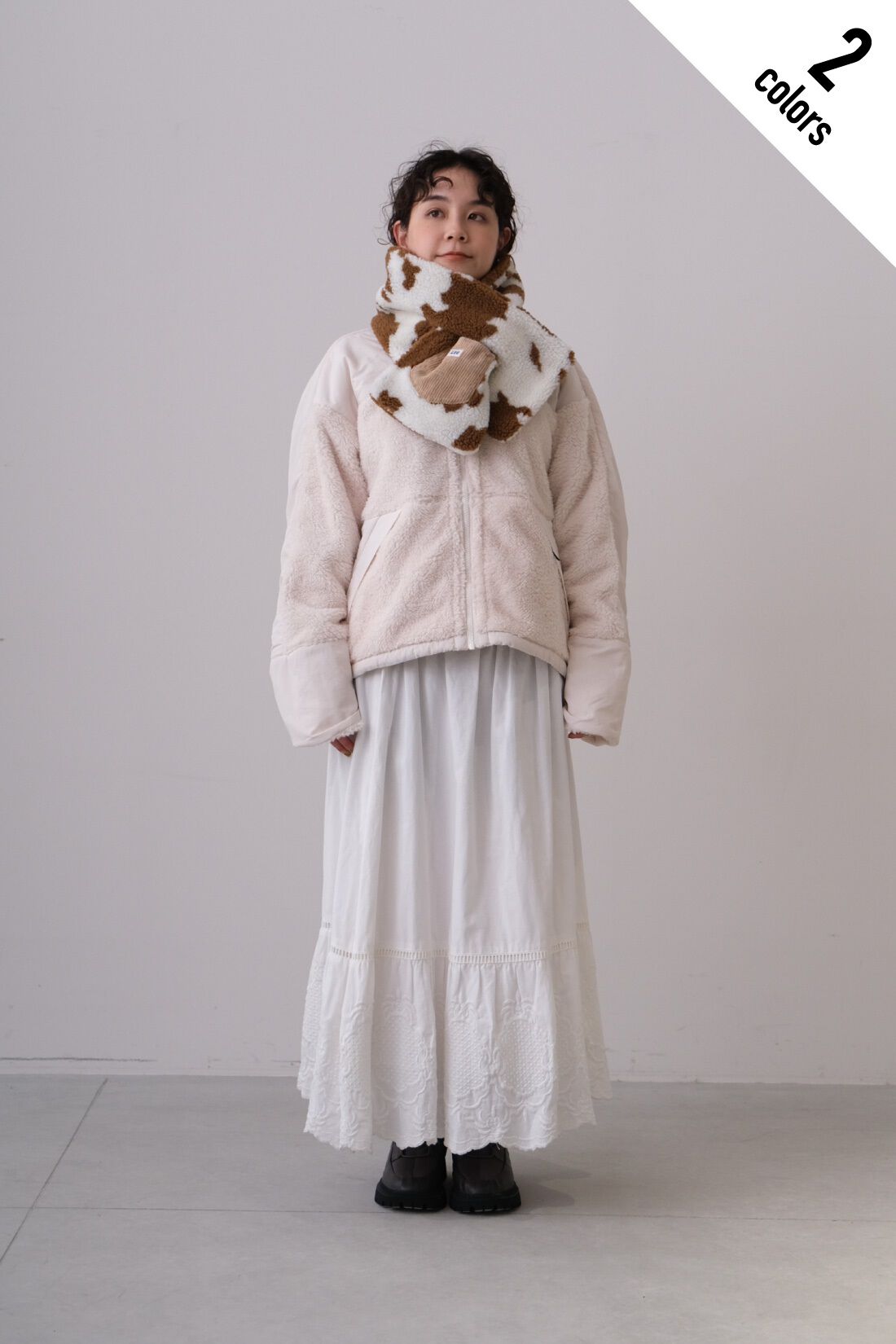 Real Stock|MEDE19F 〈SELECT〉　【LEE】 BOA MUFFLUR 〈ANIMAL〉|2 カウ柄ブラウン