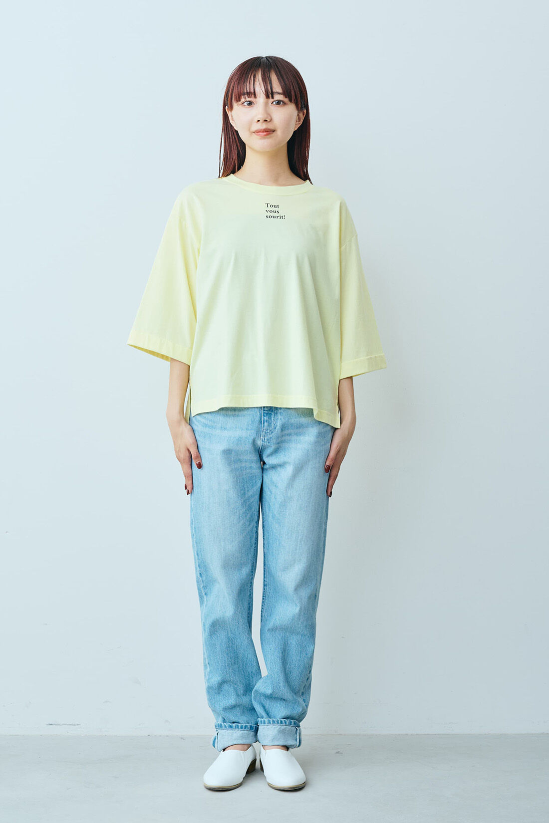 Real Stock|リブ イン コンフォート　Ｌｉｖｅ　Ｌｏｖｅ　ＣｏｔｔｏｎⓇプロジェクト　ロングシーズン使える　六分袖オーガニックコットンＴシャツ 〈イエロー〉