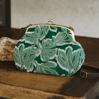 Real Stock | ｅｌ播州織ジャカードがま口バッグ〈常盤色〉