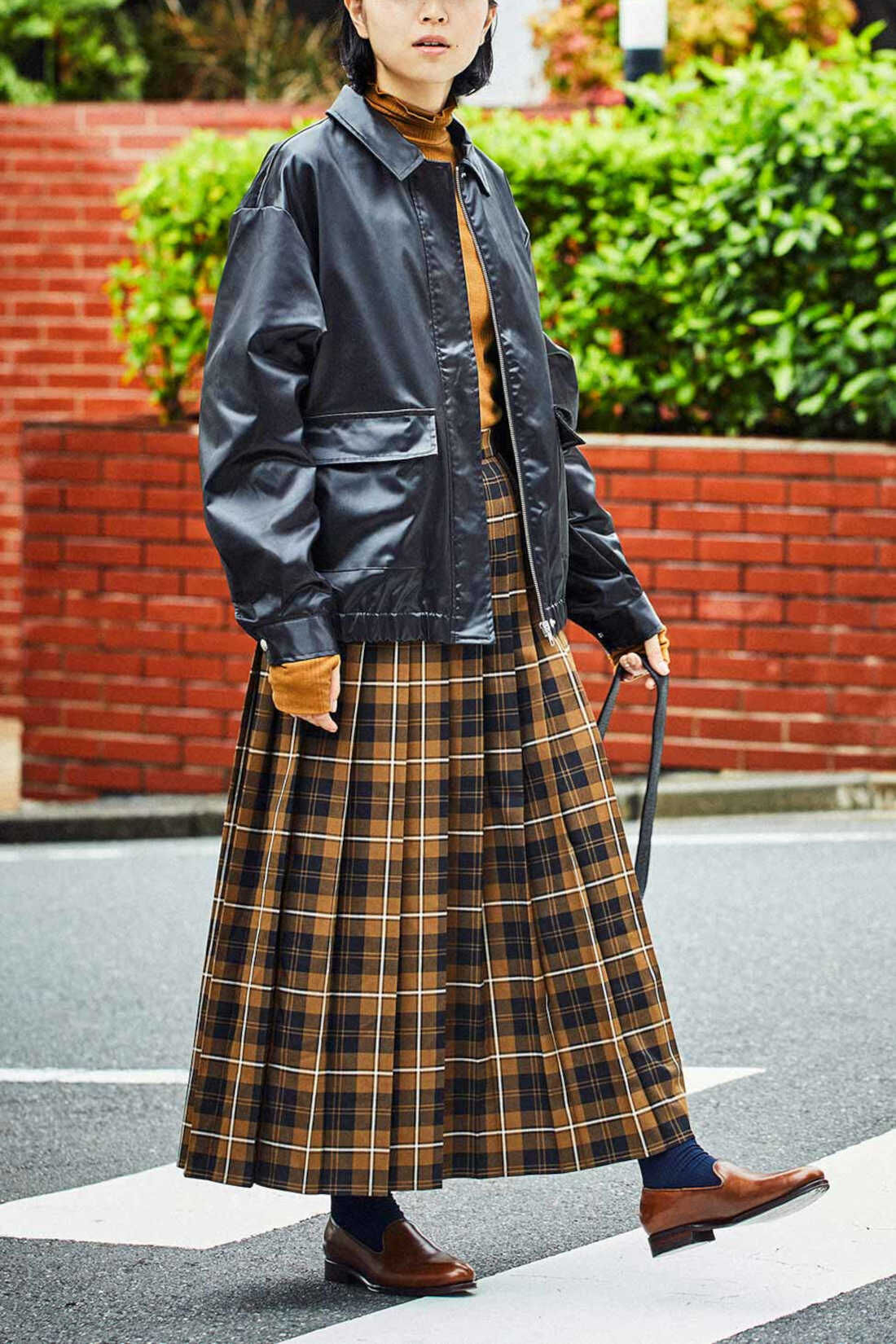 Real Stock|THREE FIFTY STANDARD　Peter MacArthur ブラウンチェックのプリーツスカート