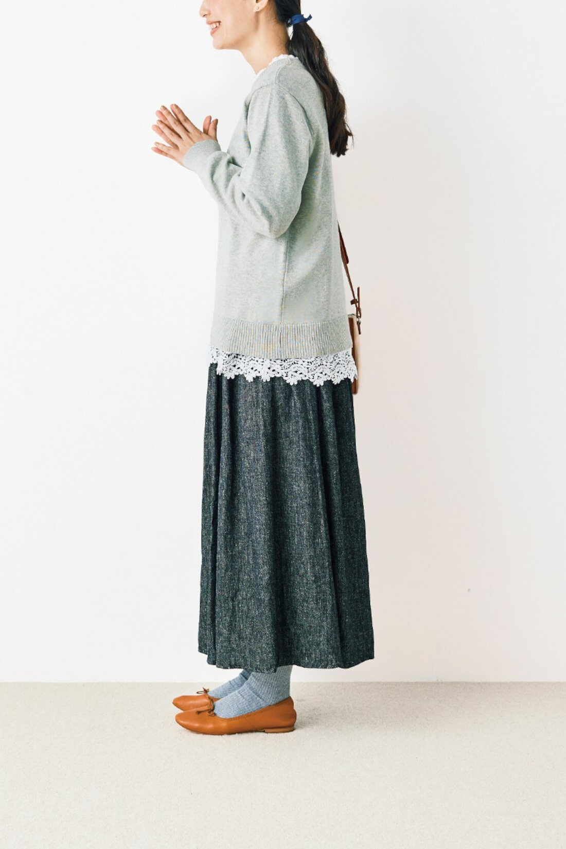 Real Stock|ａｎｄ　ｍｙｅｒａ　素敵なニットトレーナー〈ライトグレー杢〉