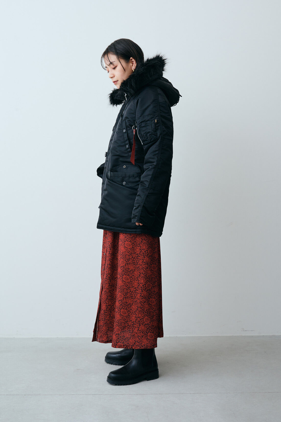 Real Stock|MEDE19F 〈SELECT〉【Alpha Industries】N-3B ジャケット Japanスペック|2.ブラック　モデル身長：163cm