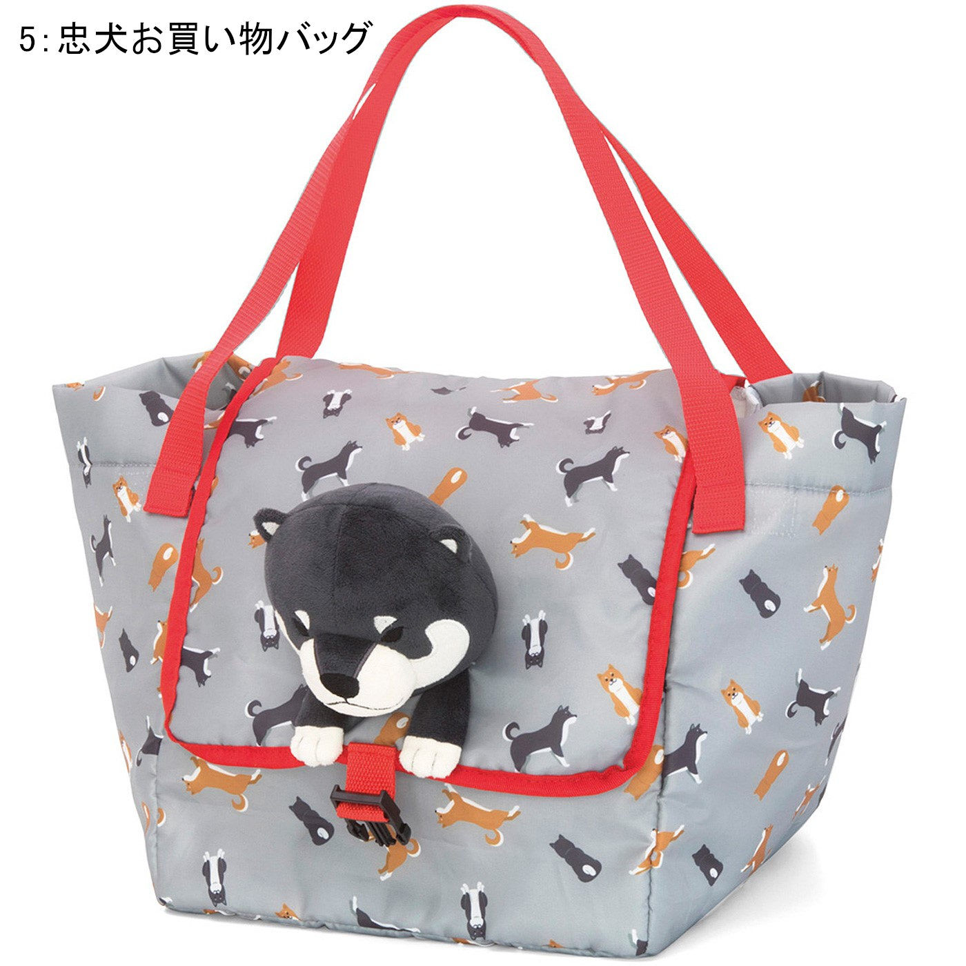 realstock [リアルストック]（Express BOX）|黒いの出ました！ 忠犬 SHIBA BLACK|愛くるしさでひったくりを改心させます〈忠犬お買い物バッグ〉■素材/ぬいぐるみ部分:ポリエステル　バッグ部分:ポリエステル　■サイズ/縦約28cm（持ち手含まず）、横約28cm、まち幅約28cm、持ち手の長さ約70cm　※耐荷重10kg