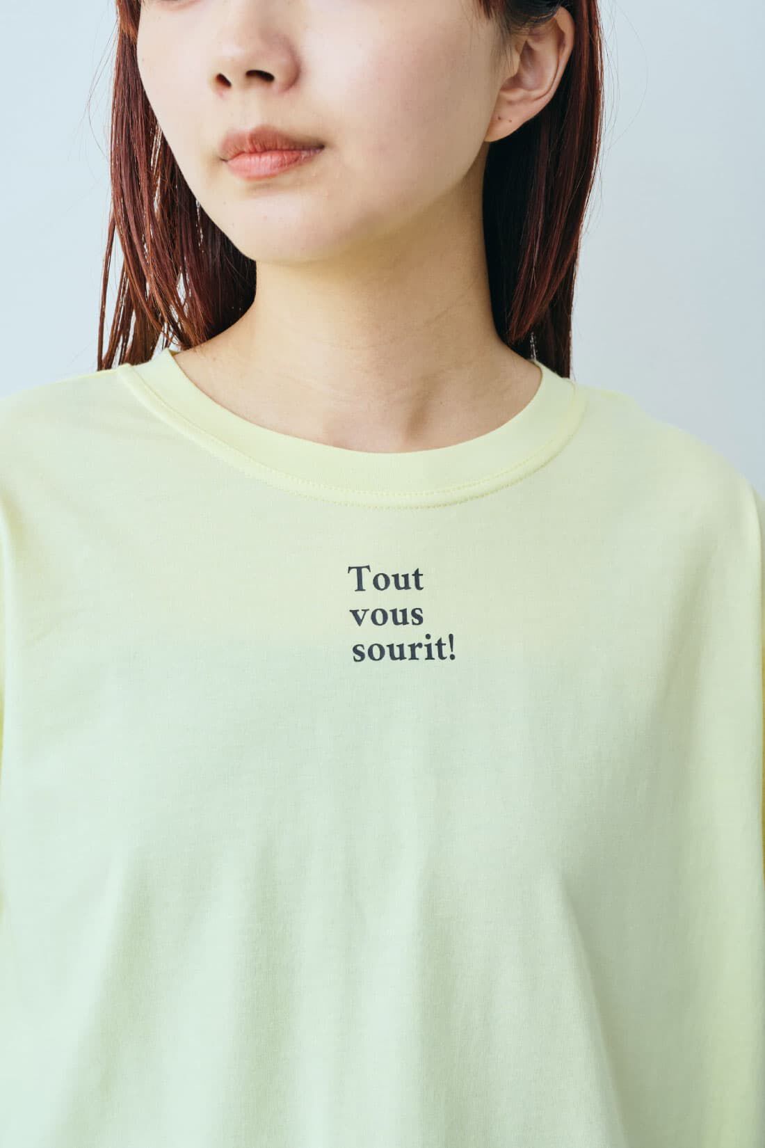 Real Stock|リブ イン コンフォート　Ｌｉｖｅ　Ｌｏｖｅ　ＣｏｔｔｏｎⓇプロジェクト　ロングシーズン使える　六分袖オーガニックコットンＴシャツ 〈イエロー〉|「すべてがあなたにほほえむ」
