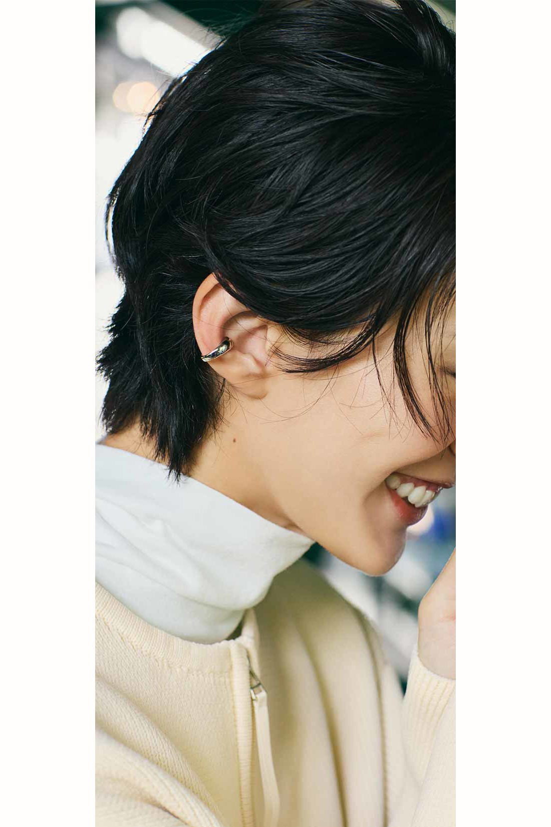 Real Stock|IEDIT[イディット]　ゴールド＆シルバーカラーのリバーシブルイヤカフ