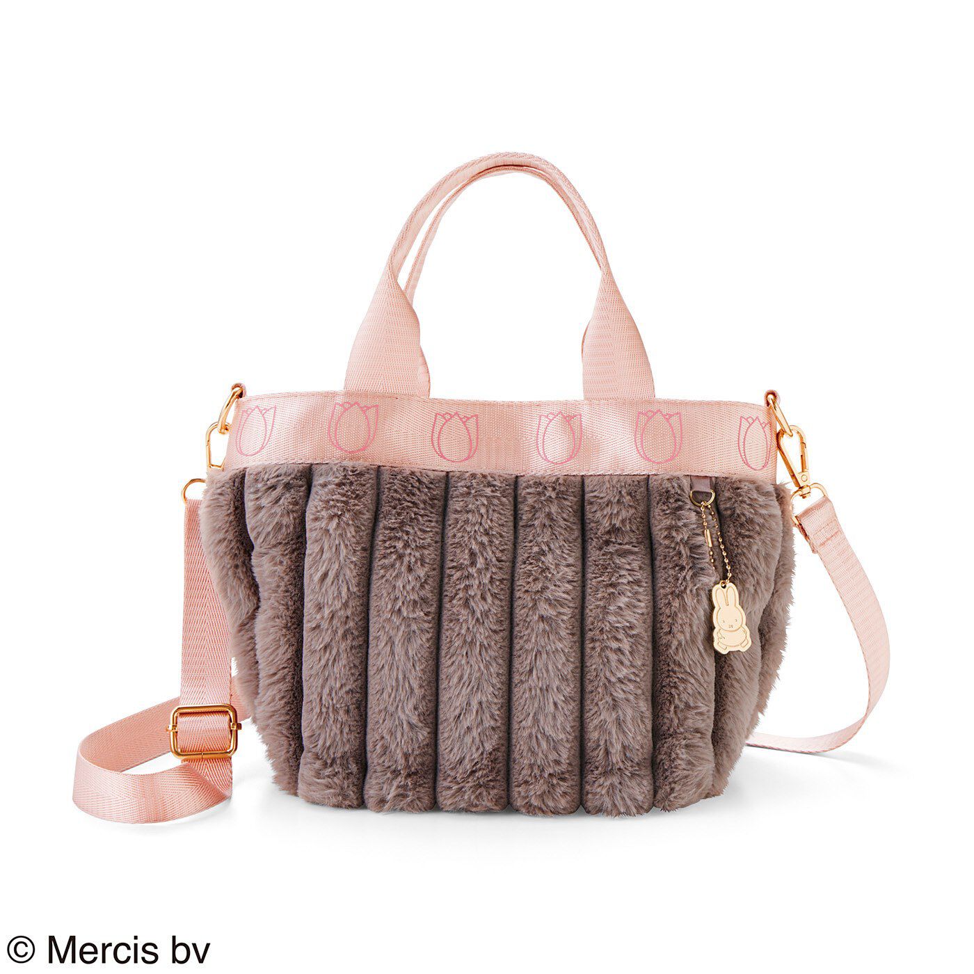 Real Stock|ミッフィーサークル　ふわふわの肌ざわり　大人色２-wayファーバッグ|3：チューリップ