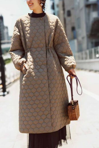 Real Stock | ほの甘キルティングコート〈ラテベージュ〉ＩＥ