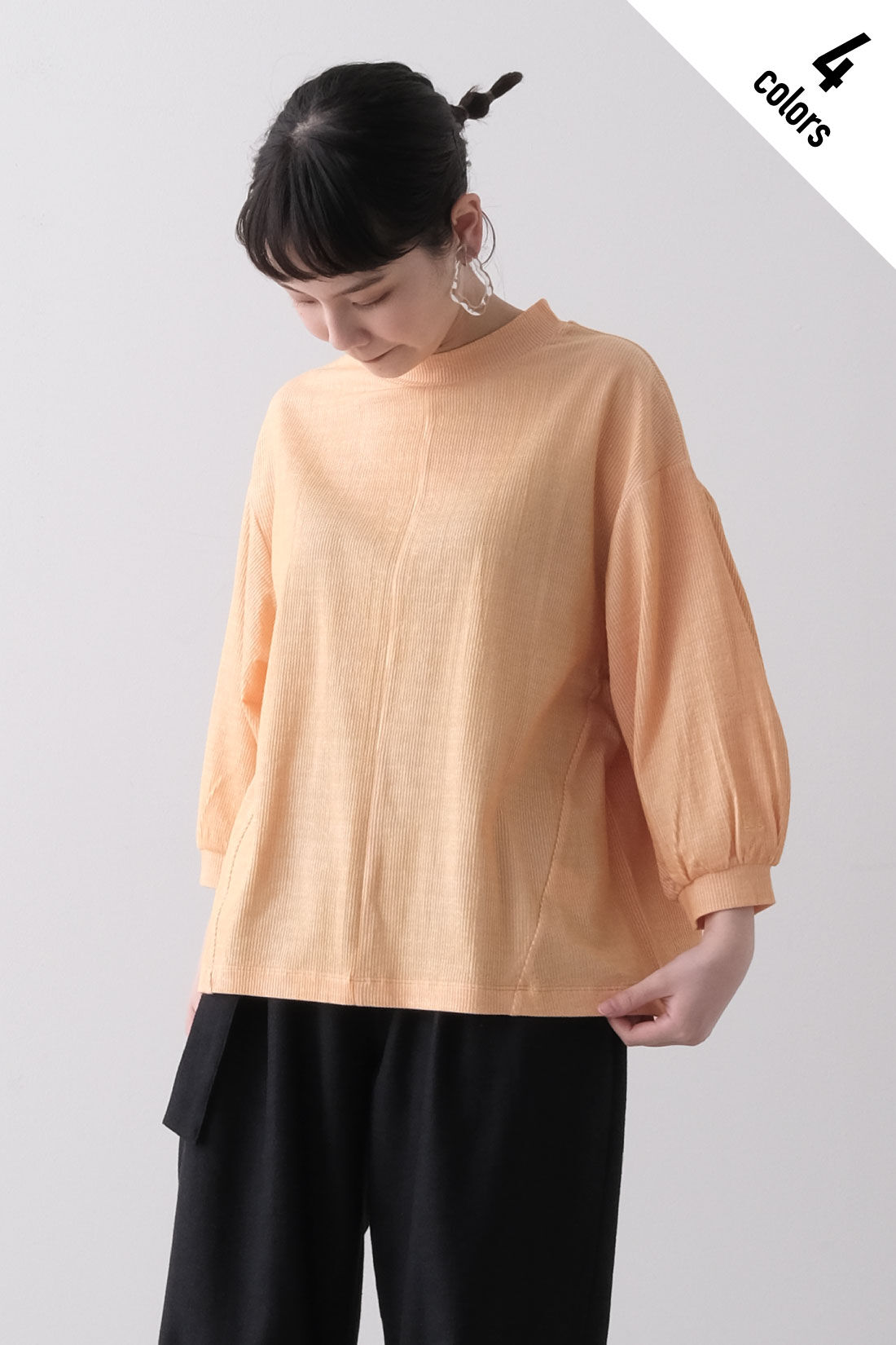 Real Stock|MEDE19F 〈SELECT〉 Lee カラーブラウス|3：オレンジ　モデル身長：157cm