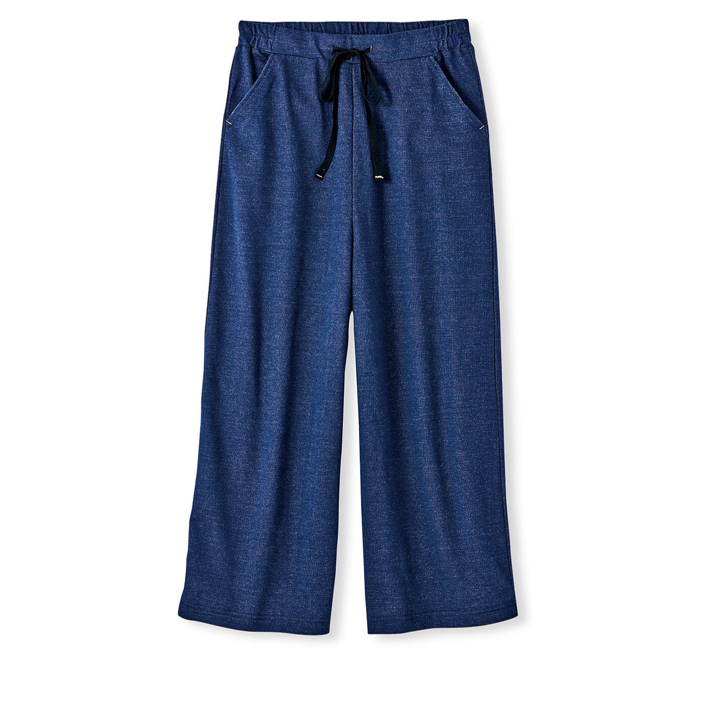 Real Stock|フラウグラット　すらりソフトなはき心地♪　デニム風カットソーパンツ〈吸水速乾〉〈インディゴネイビー〉|〈インディゴネイビー〉