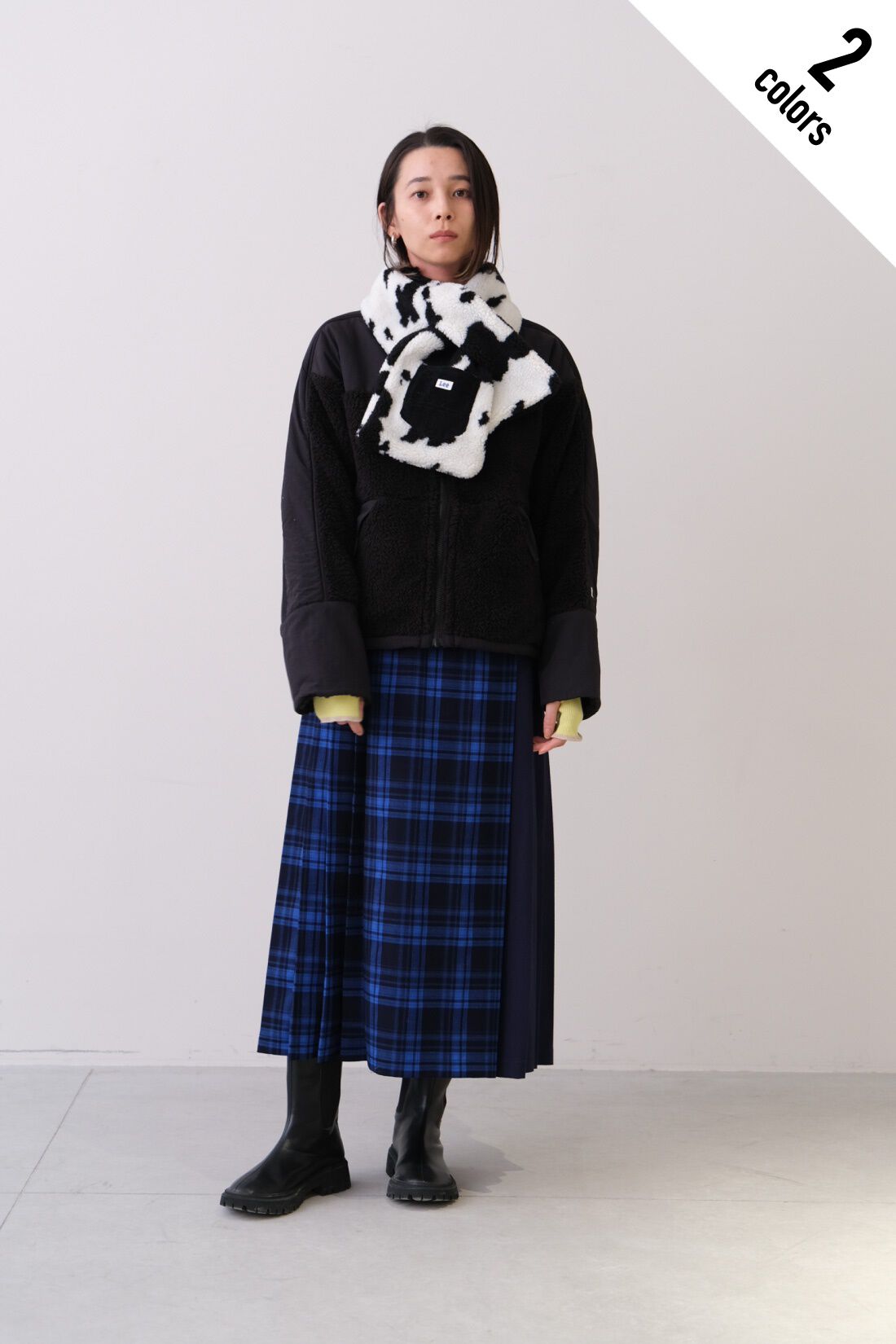 Real Stock|MEDE19F 〈SELECT〉　【LEE】 BOA MUFFLUR 〈ANIMAL〉|1 カウ柄ブラック