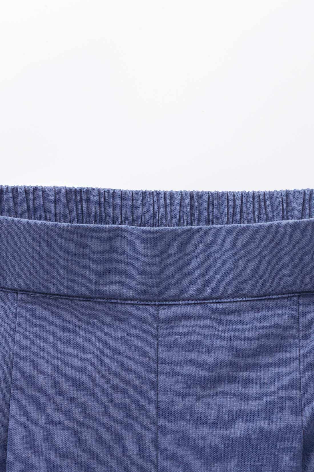 Real Stock|シロップ． コットン100％のカラーガウチョパンツ〈ネイビー〉|前ウエストはフラット！ 後ろはゴムでらくちん！