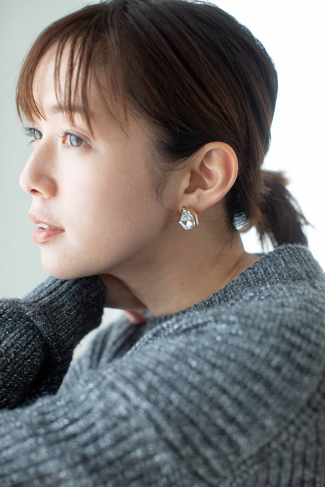 Real Stock|【3～10日でお届け】リブ イン コンフォート　パッと着るだけで即華やぎ！ 大人ラメニットトップス〈チャコールグレー〉