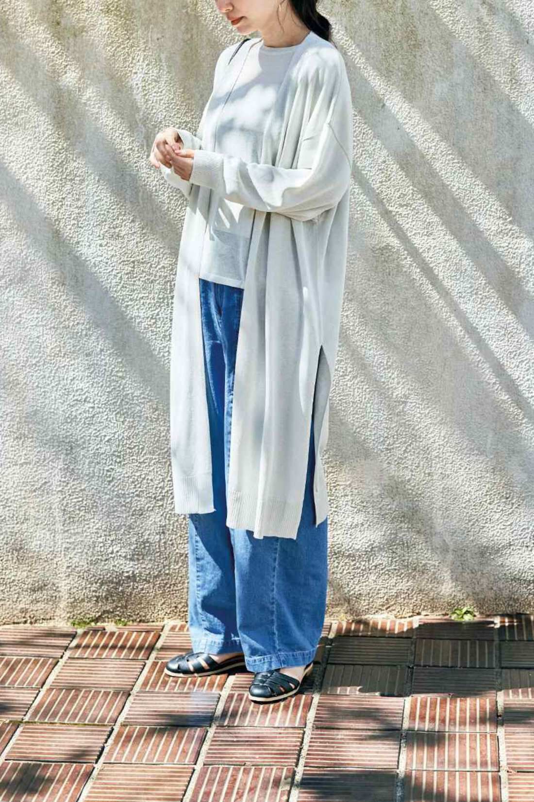 Real Stock|and myera 透けるサマーニットカーディガン〈アイボリー〉