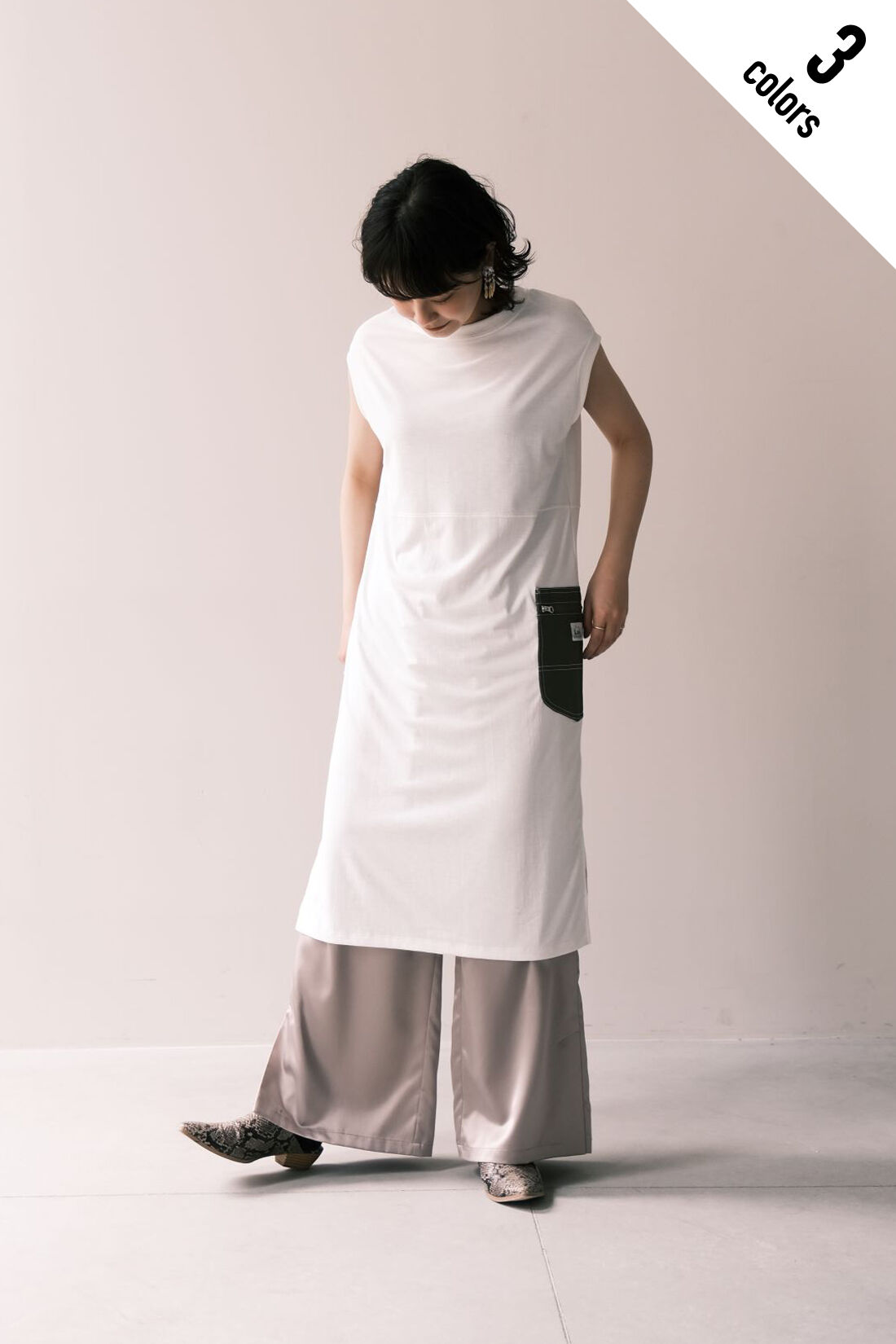 Real Stock|MEDE19F 〈SELECT〉 Lee　フレンチスリーブドレス|1.ホワイト　モデル身長：157cm