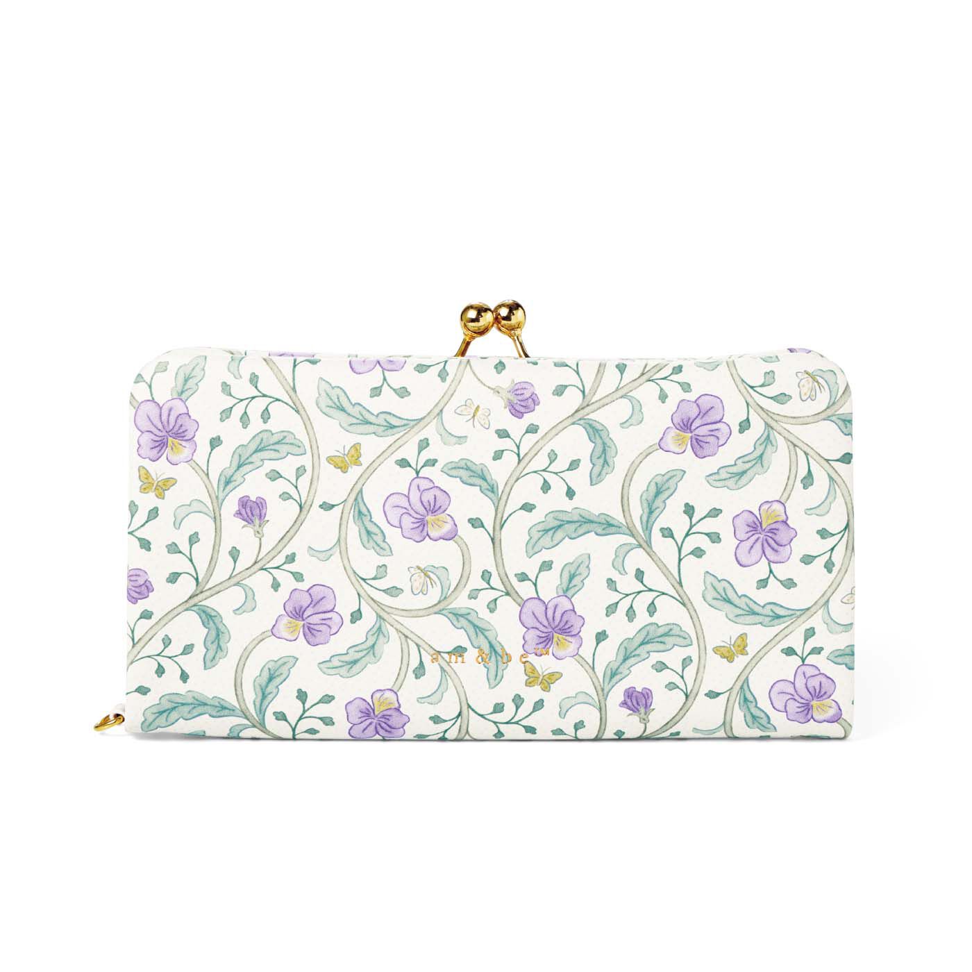 Real Stock|ａｍ＆ｂｅ　ラッキーモチーフで福が舞い込む 紫色の7つ星ふくふく長財布