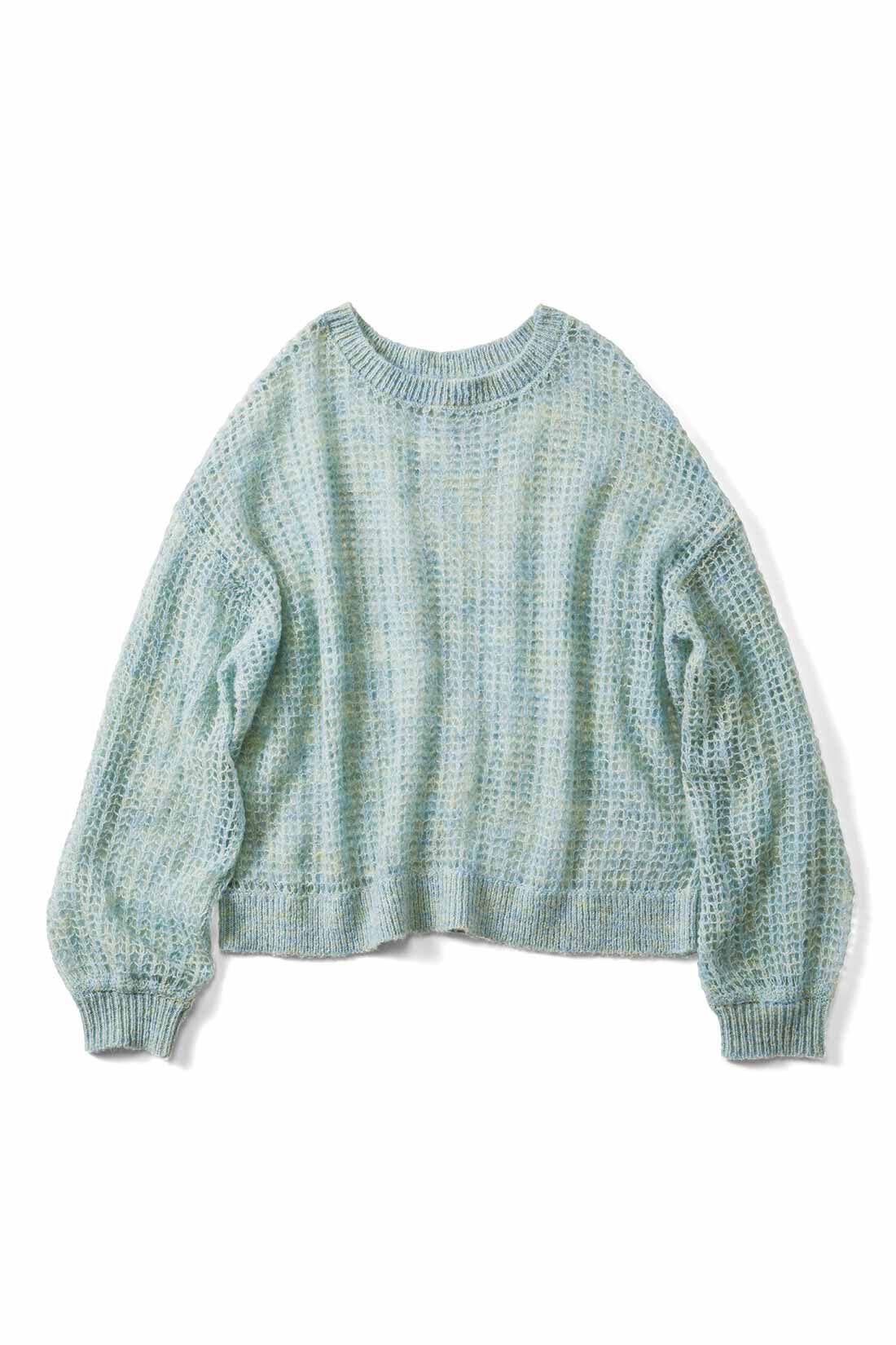 Real Stock|IEDIT[イディット]　やさしく透ける ふわほわシアーニットトップス〈エアリーミントグリーン〉|〈エアリーミントグリーン〉