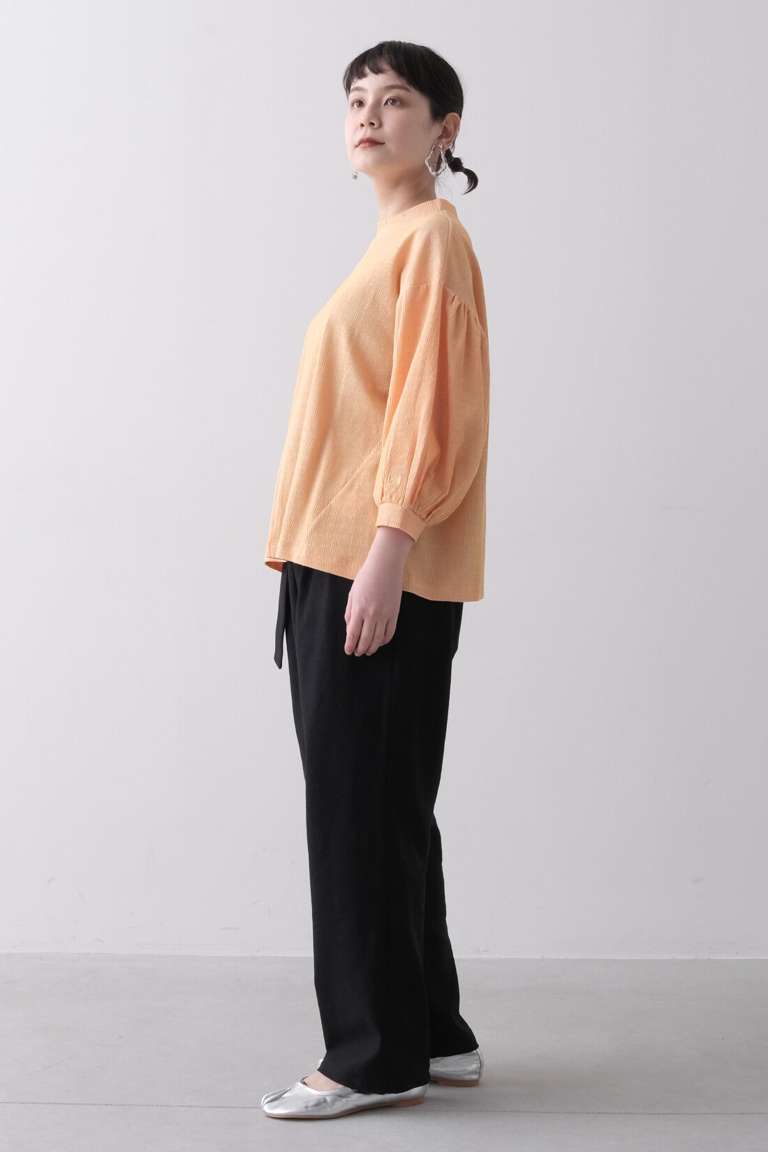 Real Stock|MEDE19F 〈SELECT〉 Lee カラーブラウス|3：オレンジ　モデル身長：157cm