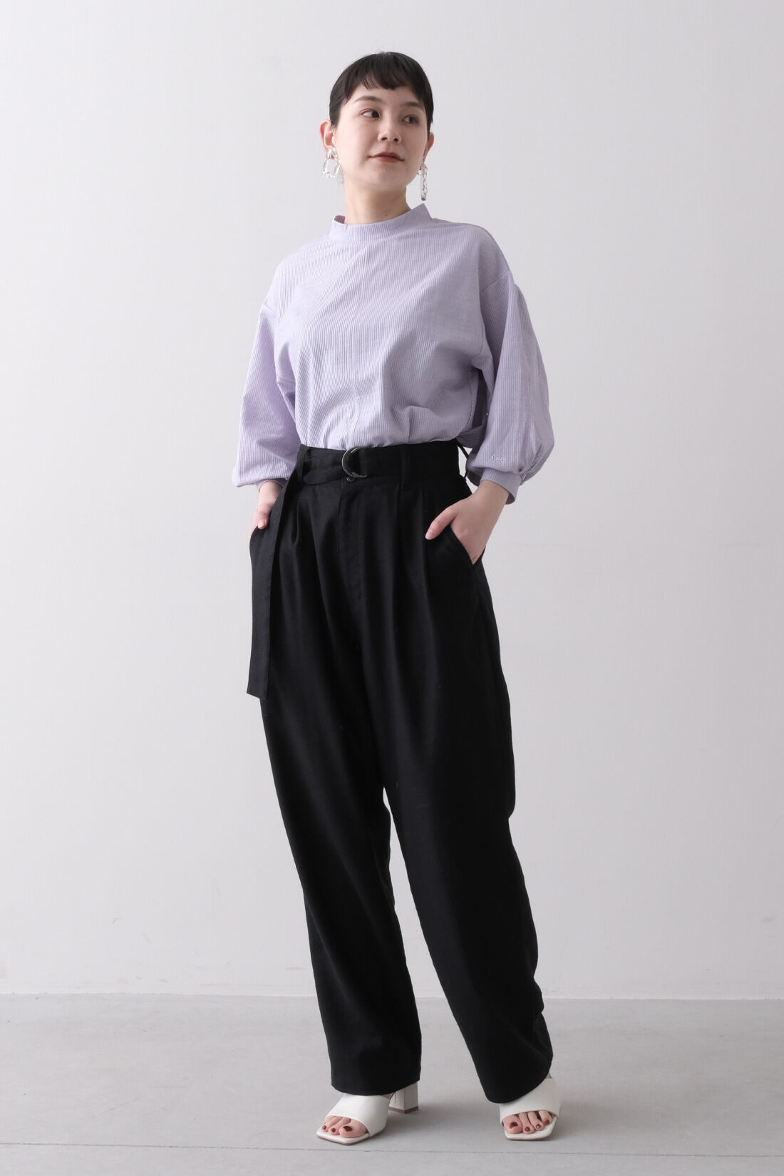 Real Stock|MEDE19F 〈SELECT〉 Lee カラーブラウス|1：パープル　モデル身長：157cm