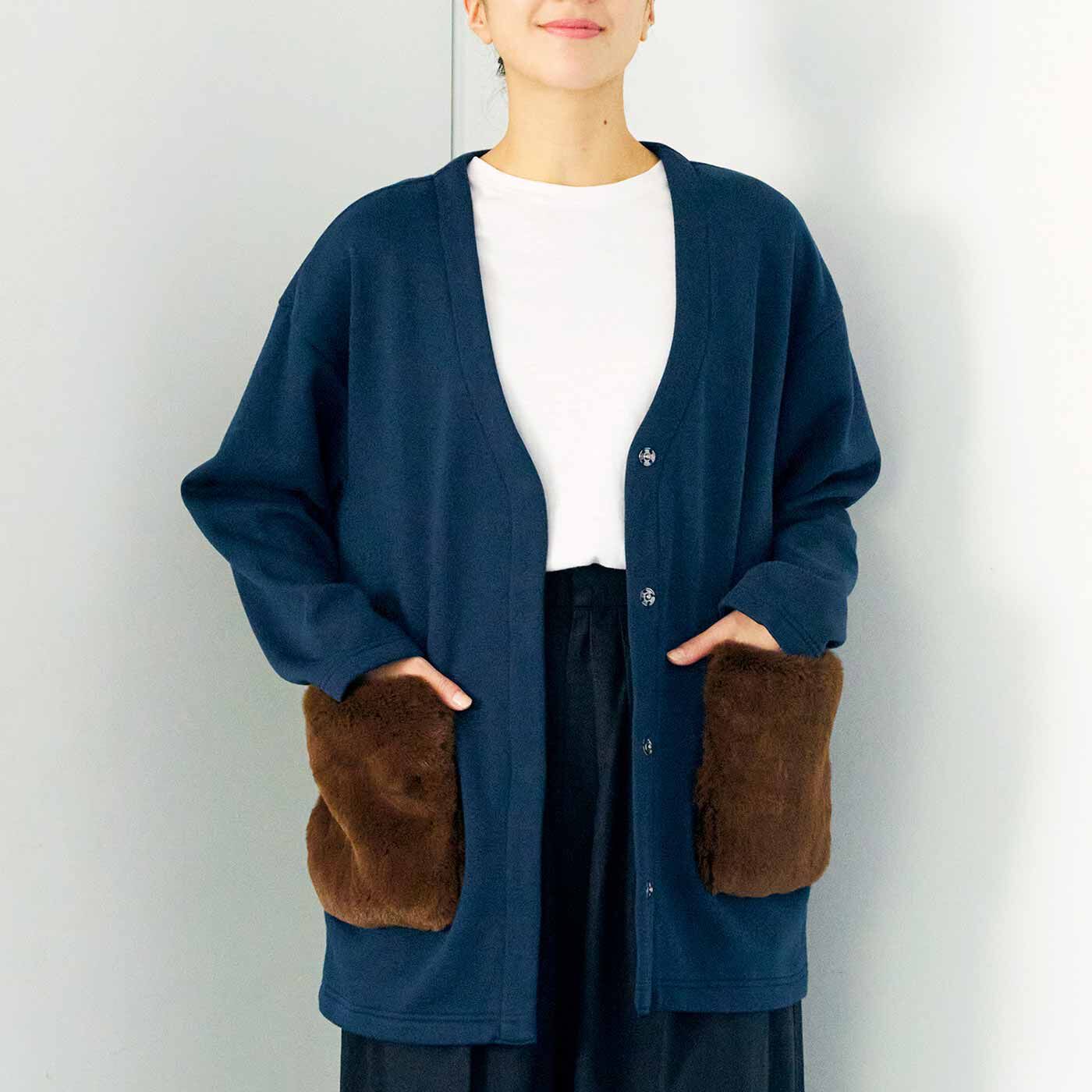 Real Stock|旭山動物園・ボルネオの森応援商品 YOU＋MORE！ オウサマペンギンの換羽期カーディガン〈ネイビー〉