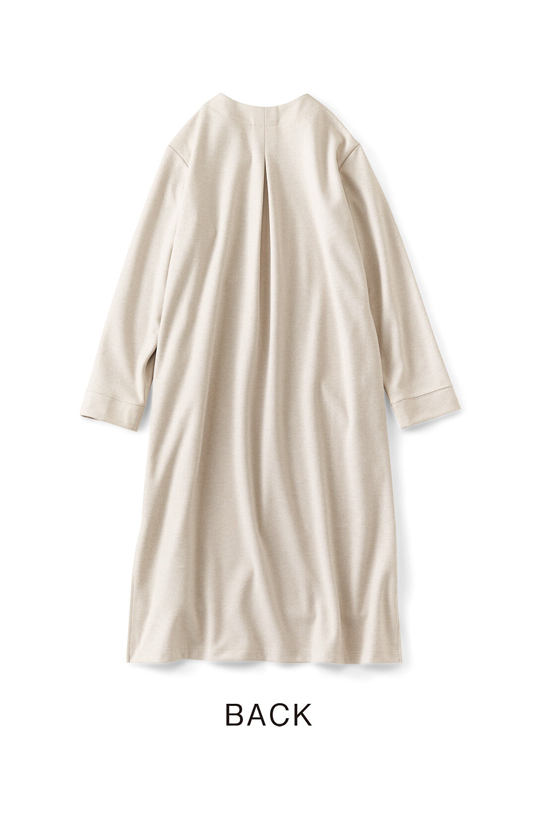 Real Stock|リブ イン コンフォート　重ね着を楽しむ　上品微起毛素材のカフタンロングチュニック〈ブラック〉|背中にタック入りで、後ろ姿ものっぺりしません。　※お届けするカラーとは異なります。