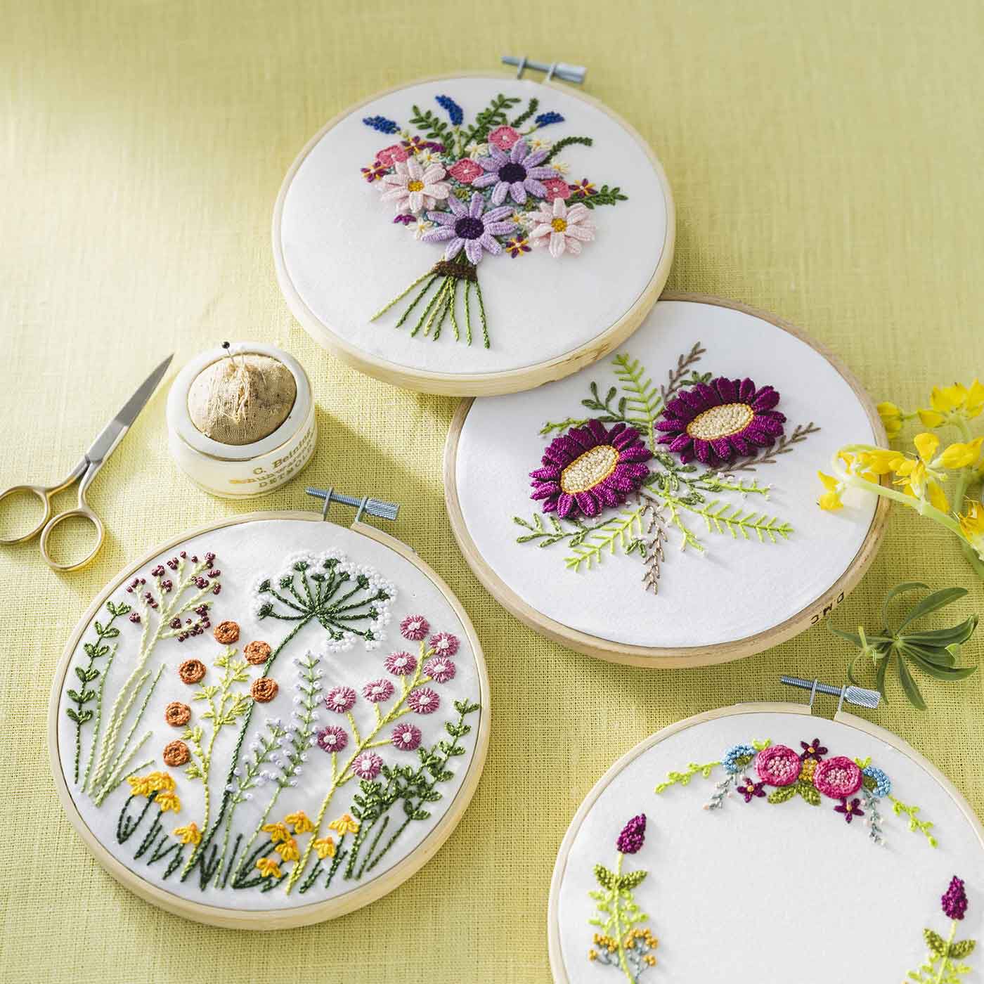 Real Stock|ＤＭＣ　コットンパールで刺し描く　お花の立体刺しゅうキット