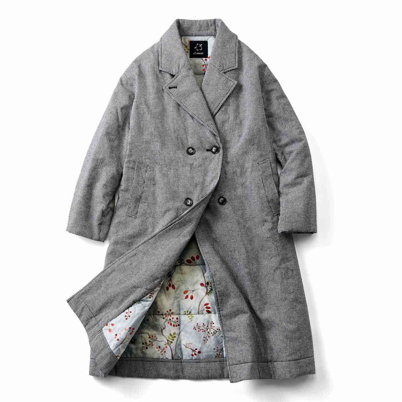 Real Stock|el：ment×山本祐布子 内側ひらりバラの実が華やぐ 中わた入りで軽やか マフラーいらずジャケットコート|front