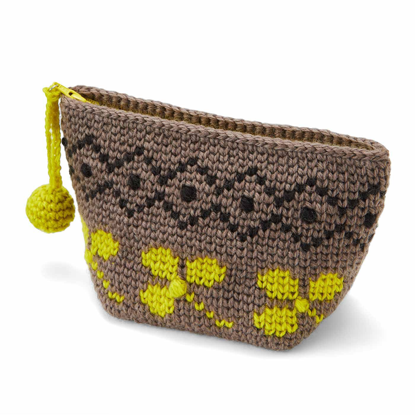 Real Stock|北欧模様がポップでかわいい かぎ針編みポーチ|3：シロツメクサ