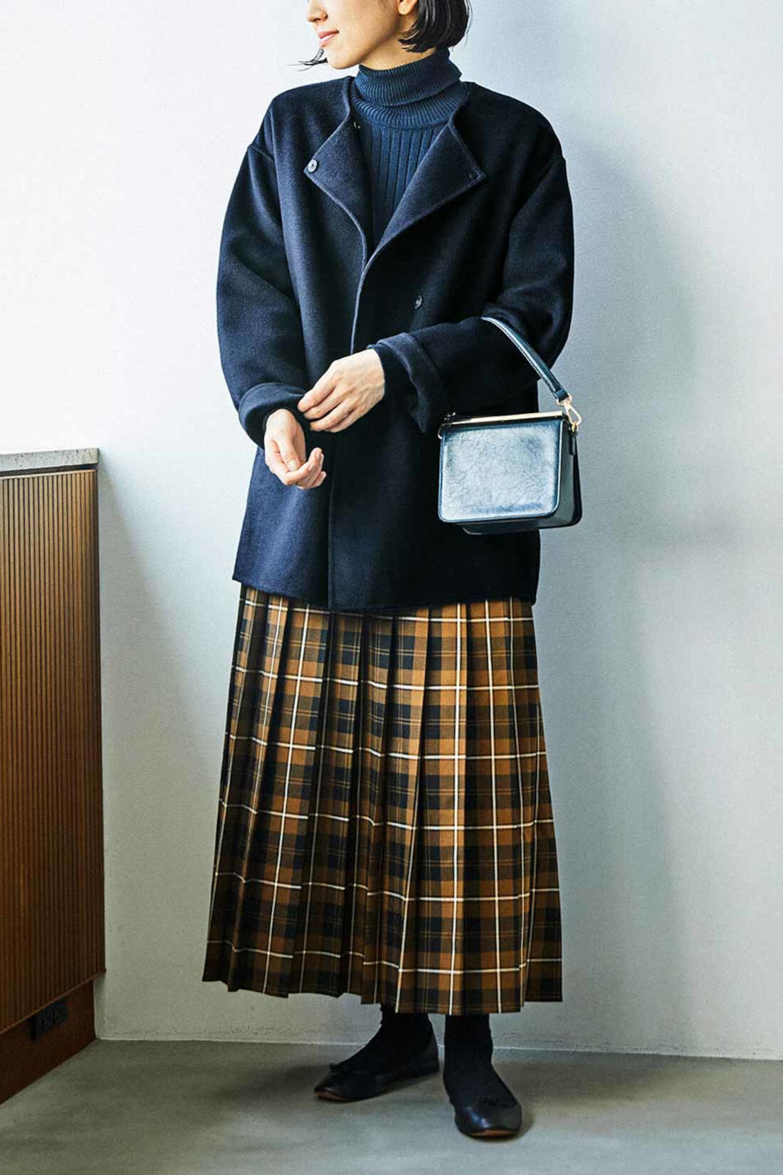 Real Stock|THREE FIFTY STANDARD　Peter MacArthur ブラウンチェックのプリーツスカート