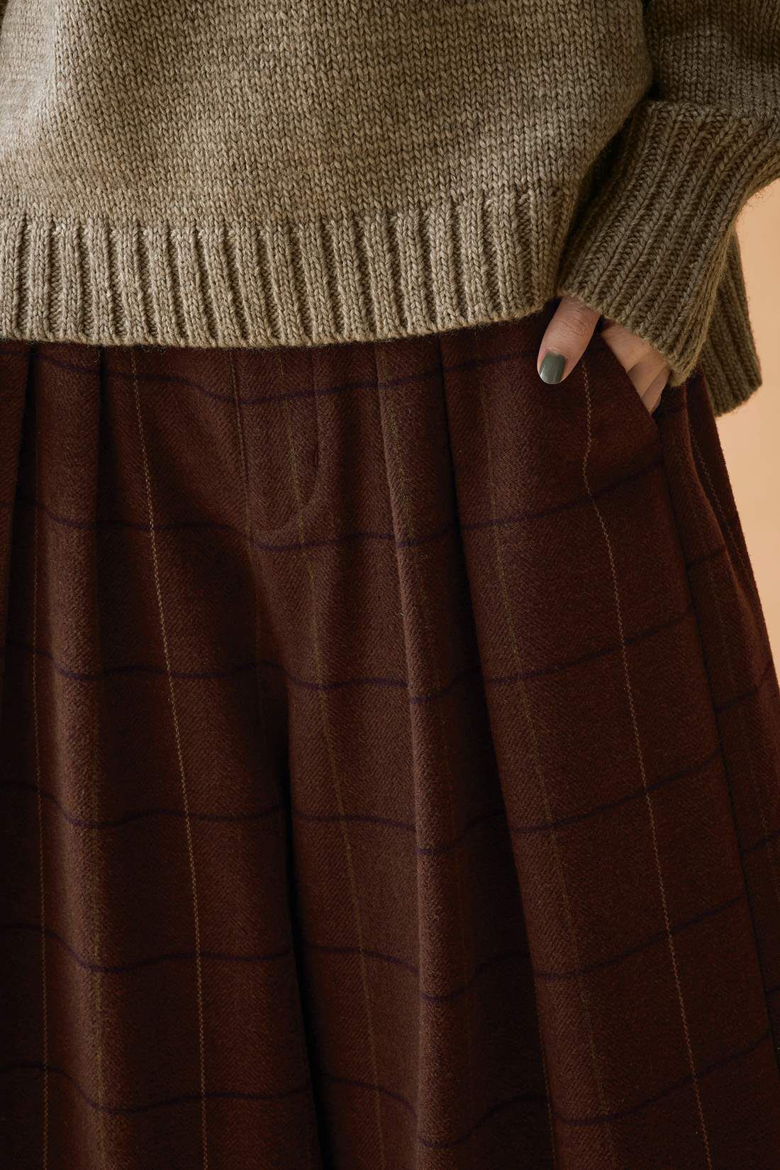 Real Stock|サニークラウズ　ブランケットで作ったチェックキュロパン〈レディース〉|モデル身長162cm/着用サイズM